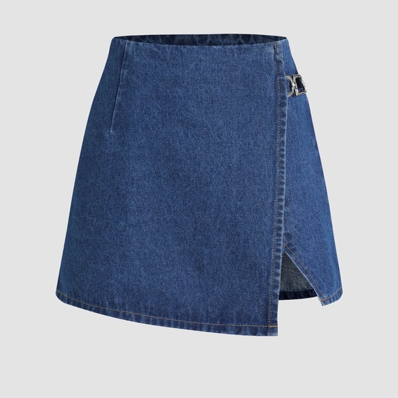 CIDER Denim Mid Waist Split Skort XL - Picture 1 of 6